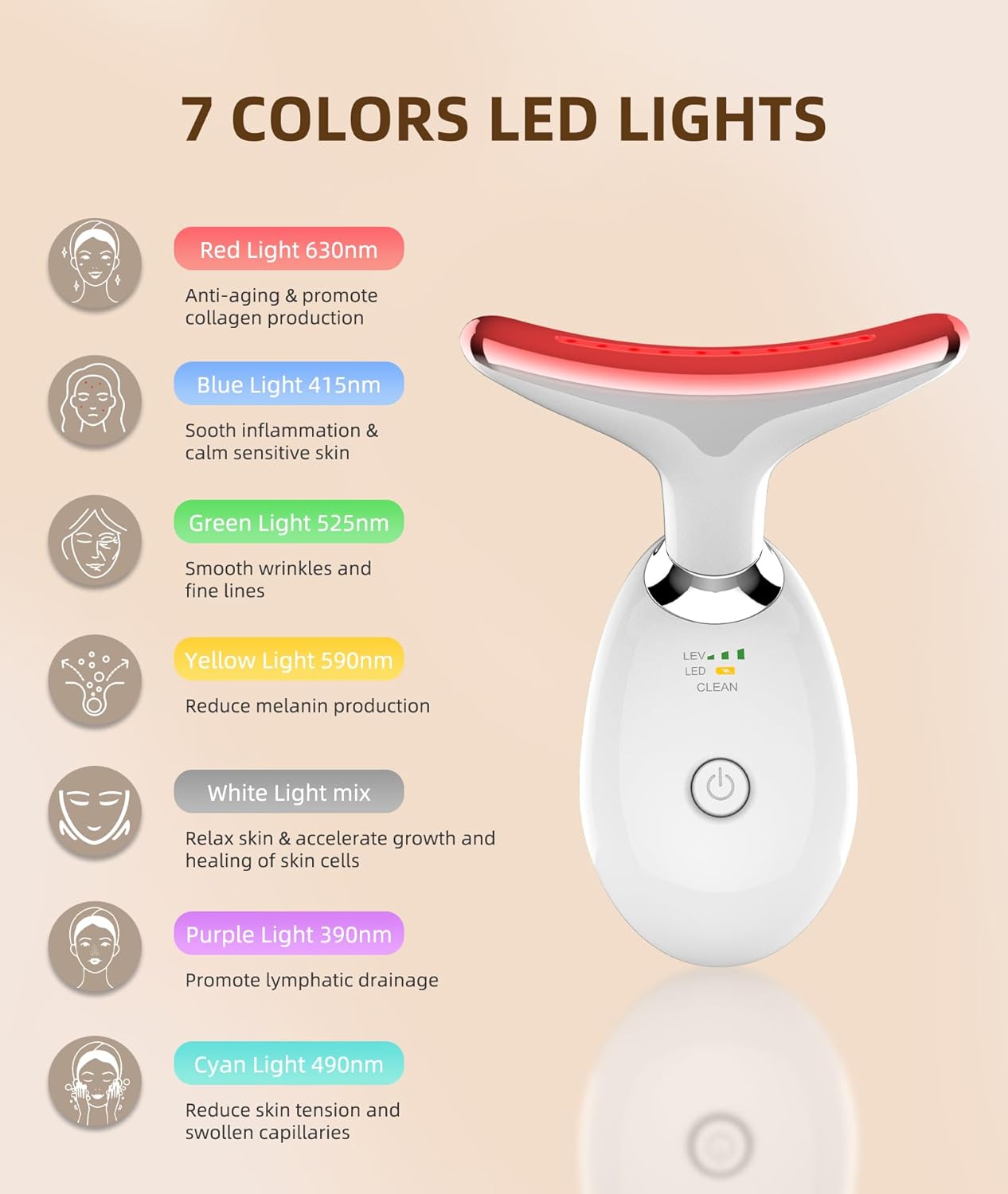7 Color Face and Neck Massager Light Therapy