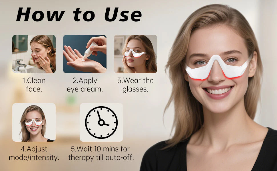 Under-Eye Red Light Therapy Device Massager Glasses