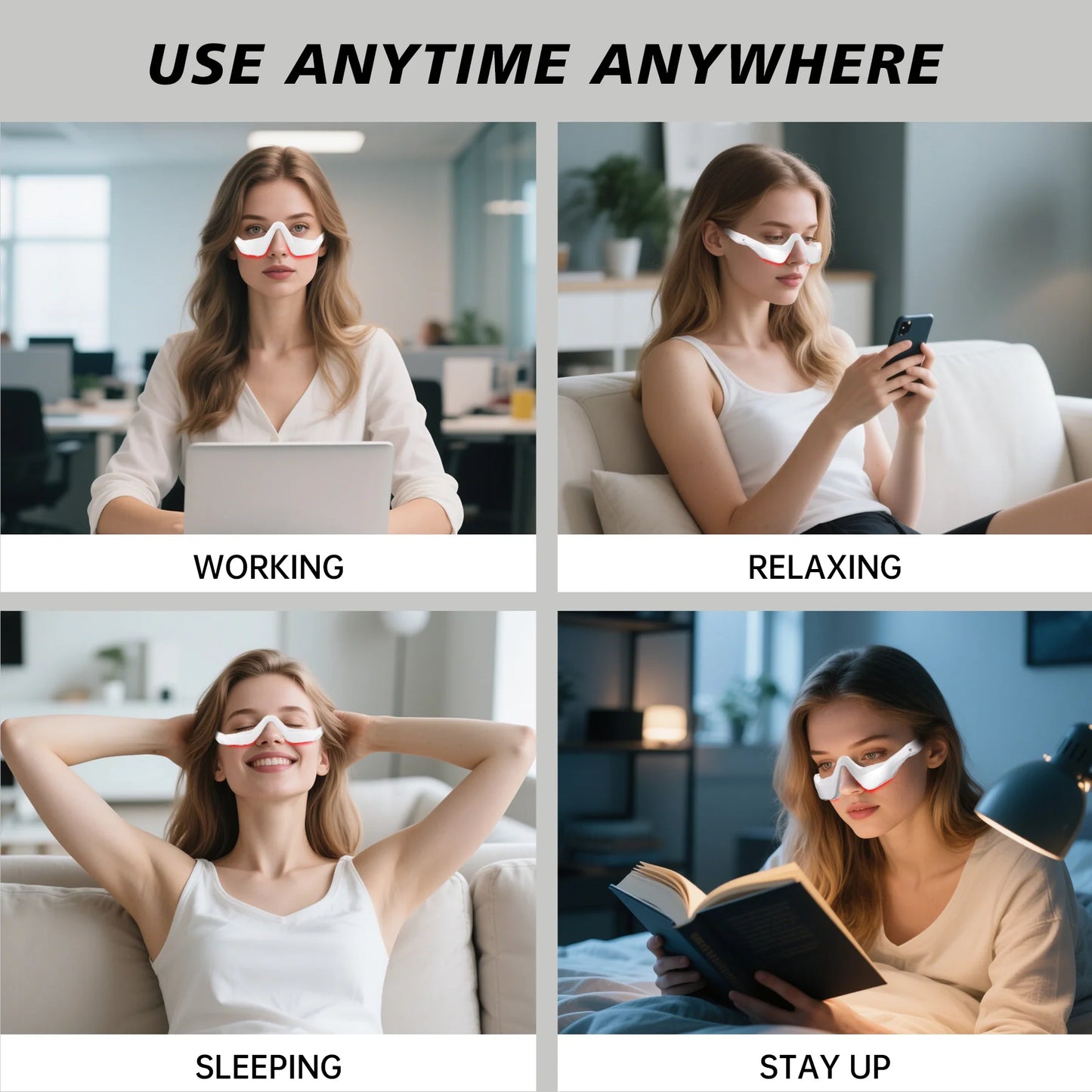 Under-Eye Red Light Therapy Device Massager Glasses